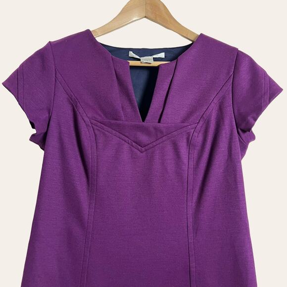 Diane Von Furstenberg Purple Wool Blend Cap Sleeve Mini A-Line Dress Size 8 - Picture 2 of 8